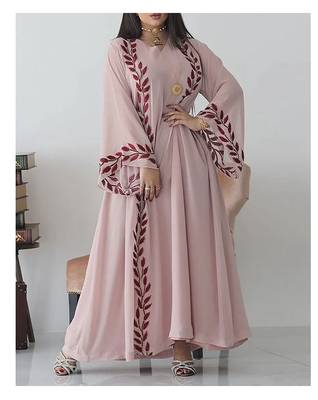 Sale Royal Moroccan Dubai Pink Kaftan Abaya Evening Islamic Abaya Caftan Aari Stone Work Dress 3