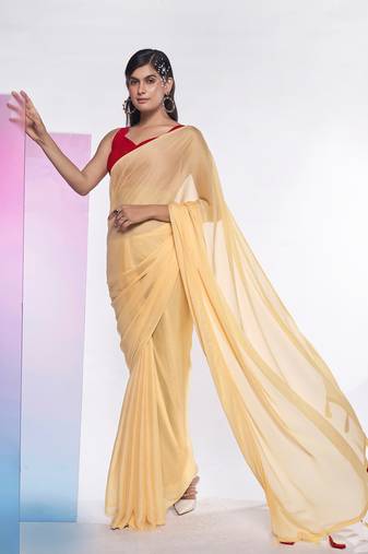 Yellow Georgette Fabric Fancy Saree With Designer Blouse