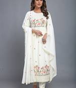  Off-white color Launching New Designer Party Wear Look Fancy Nyra cut Pleated Style Top-Dupatta and Bottom