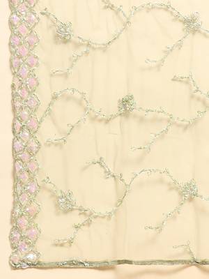 OliveGreen Sequience Embroidery Work Net Fabric Flared Lehenga Choli With Dupatta Semi Stitched. 8