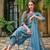 Floral Embroidery Thread work Designer Tie Up neck Stylist A-line Bridal Salwar Kurta Suit Set for women's & girls