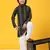 Black printed cotton printed kurta pajama set for boys ethnic wear