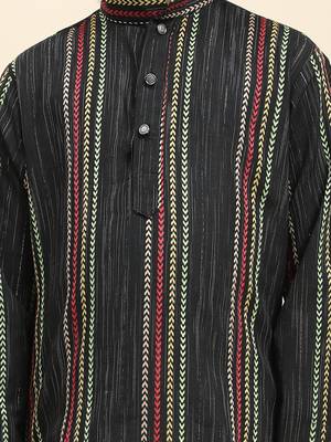 Black printed cotton printed kurta pajama set for boys ethnic wear 3