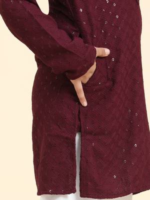Purple printed cotton printed dhoti kurta set for boys ethnic wear 2