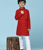 Green printed cotton printed dhoti kurta set for boys ethnic wear