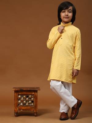 Brown printed cotton printed dhoti kurta set for boys ethnic wear 1