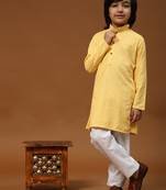 Brown printed cotton printed dhoti kurta set for boys ethnic wear