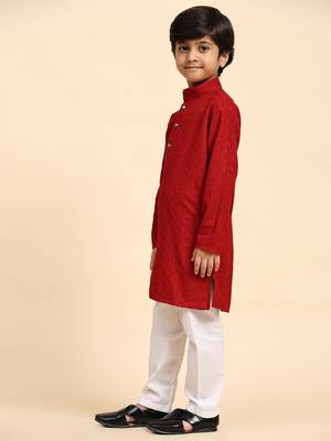 Green printed cotton printed dhoti kurta set for boys ethnic wear 3