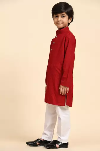 Green printed cotton printed dhoti kurta set for boys ethnic wear