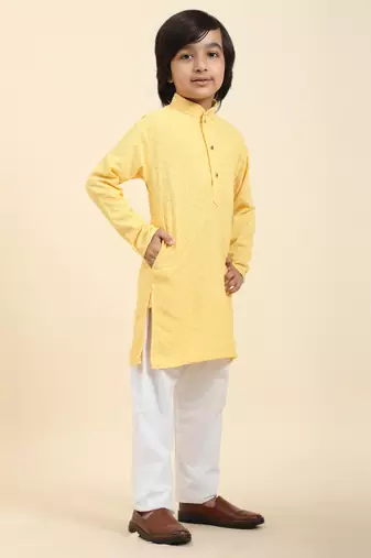 Brown printed cotton printed dhoti kurta set for boys ethnic wear