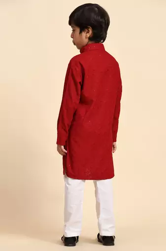 Green printed cotton printed dhoti kurta set for boys ethnic wear