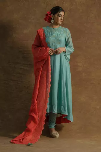 Mint green anarkali set