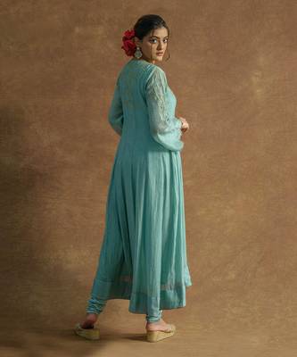 Mint green anarkali set 4