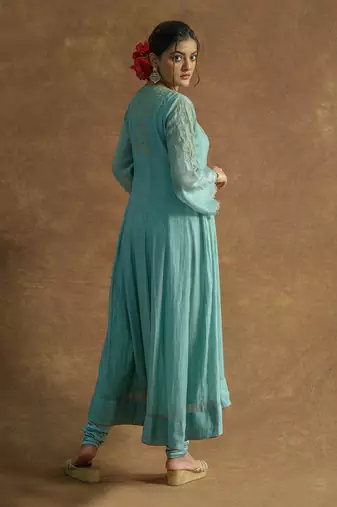 Mint green anarkali set