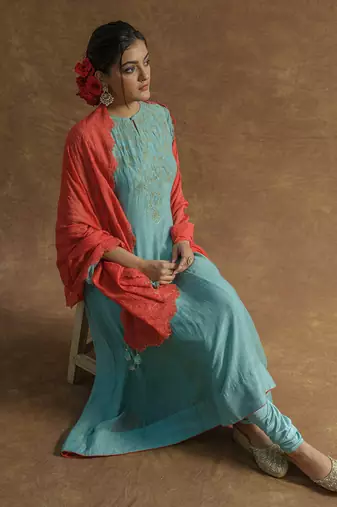 Mint green anarkali set