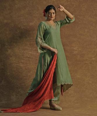 Olive green kurta sets 1