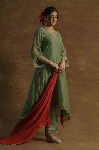 Olive green kurta sets