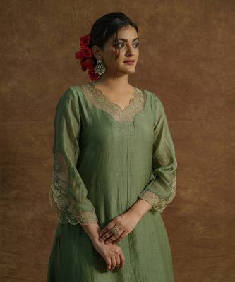 Olive green kurta sets 3