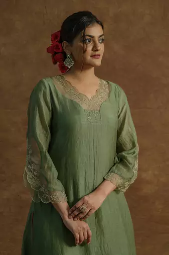 Olive green kurta sets