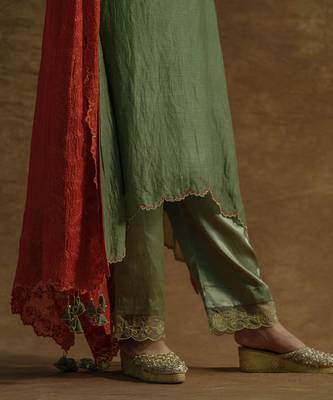 Olive green kurta sets 4
