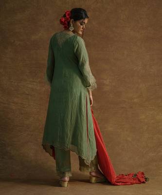 Olive green kurta sets 5