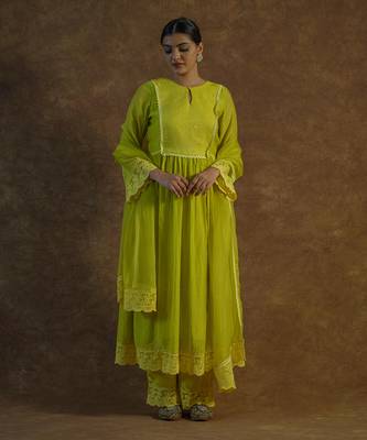 Lemon yellow kurta sets 1