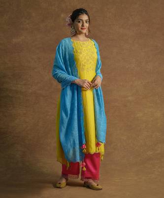 Sunny lemon yellow kurta sets 1