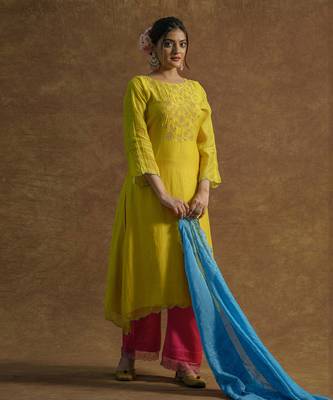 Sunny lemon yellow kurta sets 2