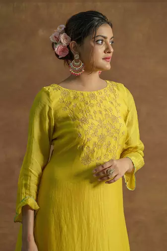 Sunny lemon yellow kurta sets