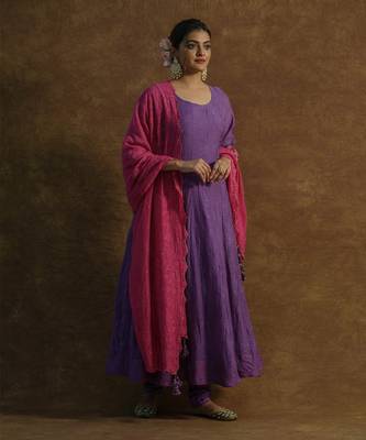 Wine pink anarkali set 1