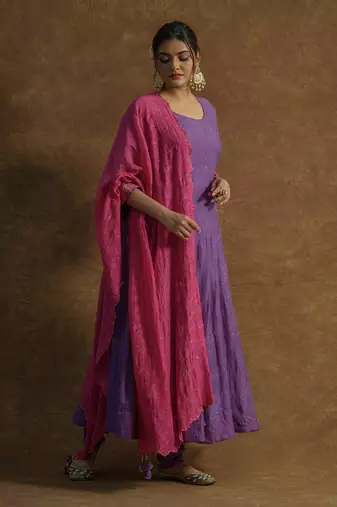Wine pink anarkali set