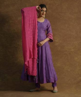 Wine pink anarkali set 3