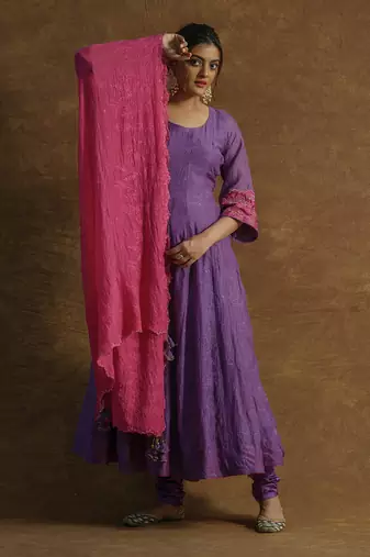 Wine pink anarkali set