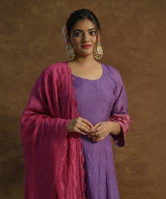 Wine pink anarkali set 4