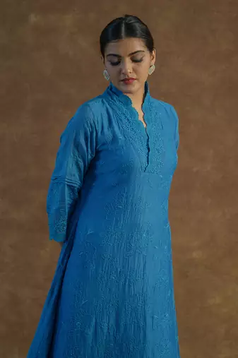 Teal blue kurta sets