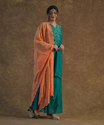 Emerald green sharara set 1
