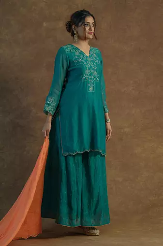 Emerald green sharara set