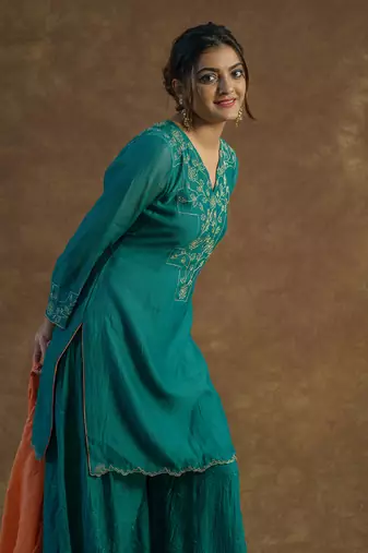 Emerald green sharara set