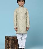 Fawn printed cotton printed kurta pajama set for boys ethnic wear