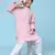 Pink printed cotton printed kurta pajama set for boys ethnic wear