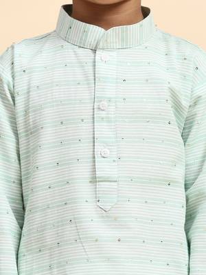 Green printed cotton printed kurta pajama set for boys ethnic wear 3