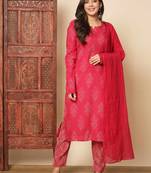 Vbuyz Women'S Solid Rayon Pink Stitched Kurta Pant With Dupatta