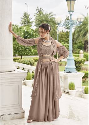  PARTY WEAR GEORGETTE CHIKU LEHENGA CHOLI WITH sequin WORK 42 SIZE FULL STITCHED 5