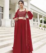  PARTY WEAR GEORGETTE RED LEHENGA CHOLI WITH SEQUENCE WORK 42 SIZE FULL STITCHED