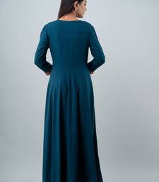 ftDiva Women  Embroidered Anarkali Gown in  Teal Blue