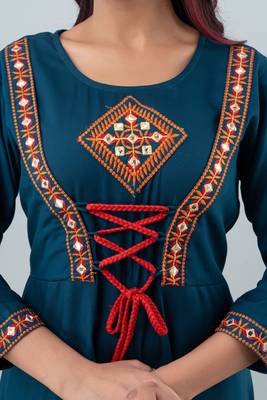 Women  Embroidered Anarkali Gown in  Teal Blue 5