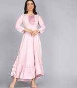 ftDiva Women  Embroidered Anarkali Gown in  Pink