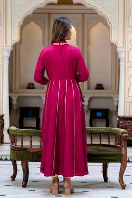 Women  Embroidered Anarkali Gown in  Maroon 2
