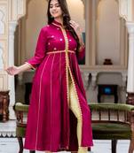 Women  Embroidered Anarkali Gown in  Maroon