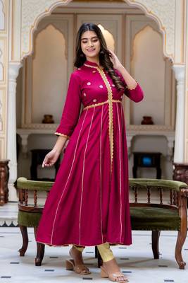 Women  Embroidered Anarkali Gown in  Maroon 3